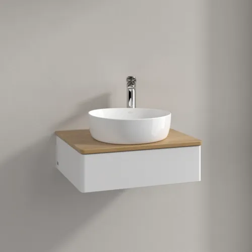 Bild von VILLEROY BOCH Antao Waschbeckenunterschrank, 1 Auszug, 600 x 190 x 500 mm, Front ohne Struktur, Glossy White Lacquer / Honey Oak #K07051GF
