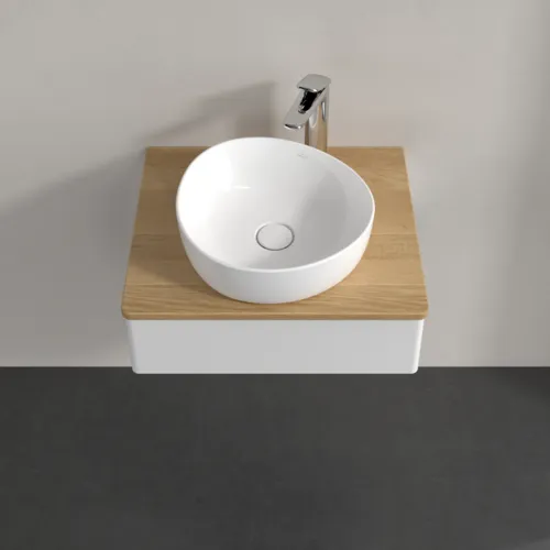 Bild von VILLEROY BOCH Antao Waschbeckenunterschrank, 1 Auszug, 600 x 190 x 500 mm, Front ohne Struktur, Glossy White Lacquer / Honey Oak #K07051GF