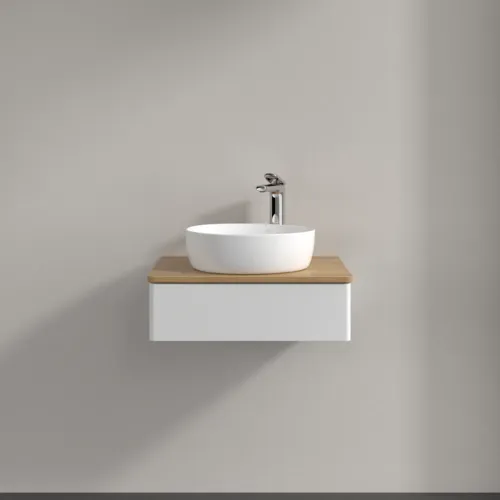Bild von VILLEROY BOCH Antao Waschbeckenunterschrank, 1 Auszug, 600 x 190 x 500 mm, Front ohne Struktur, Glossy White Lacquer / Honey Oak #K07051GF