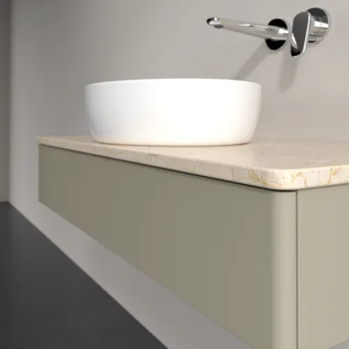 Picture of VILLEROY BOCH Antao Vanity unit, 1 pull-out compartment, 1000 x 190 x 500 mm, Front without structure, Stone Grey Matt Lacquer / Botticino #K09013HK