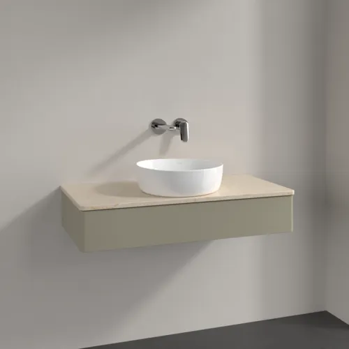 Picture of VILLEROY BOCH Antao Vanity unit, 1 pull-out compartment, 1000 x 190 x 500 mm, Front without structure, Stone Grey Matt Lacquer / Botticino #K09013HK