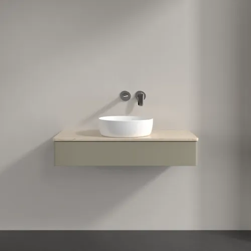 Picture of VILLEROY BOCH Antao Vanity unit, 1 pull-out compartment, 1000 x 190 x 500 mm, Front without structure, Stone Grey Matt Lacquer / Botticino #K09013HK