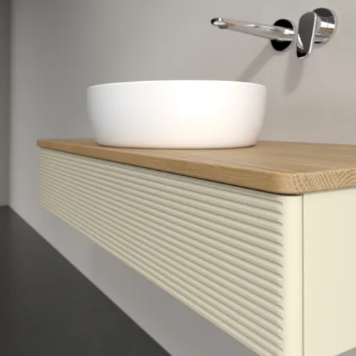 Bild von VILLEROY BOCH Antao Waschbeckenunterschrank, 1 Auszug, 1000 x 190 x 500 mm, Front mit Struktur, Silk Grey Matt Lacquer / Honey Oak #K09111HJ
