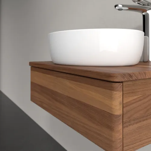 Bild von VILLEROY BOCH Antao Waschbeckenunterschrank, 1 Auszug, 600 x 190 x 500 mm, Front ohne Struktur, Warm Walnut / Warm Walnut #K07052HM