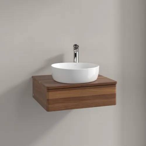 Bild von VILLEROY BOCH Antao Waschbeckenunterschrank, 1 Auszug, 600 x 190 x 500 mm, Front ohne Struktur, Warm Walnut / Warm Walnut #K07052HM