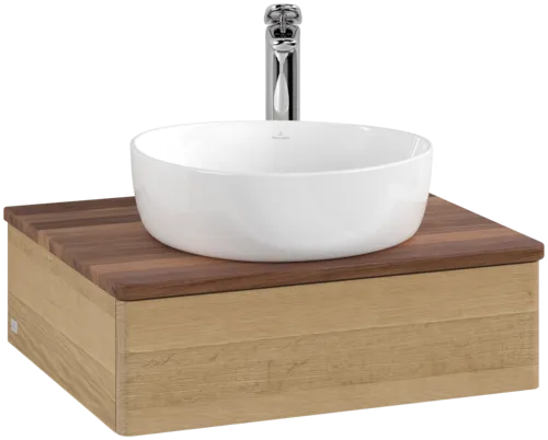 Obrázek VILLEROY BOCH Toaletní stolek Antao, 1 zásuvka, 600 x 190 x 500 mm, přední strana bez konstrukce, dub medový / ořech teplý #K07052HN
