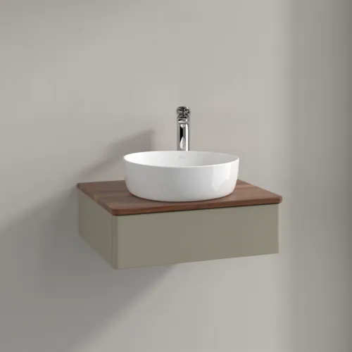 Зображення з  VILLEROY BOCH Antao Vanity unit, 1 pull-out compartment, 600 x 190 x 500 mm, Front without structure, Stone Grey Matt Lacquer / Warm Walnut #K07052HK