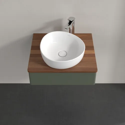 Bild von VILLEROY BOCH Antao Waschbeckenunterschrank, 1 Auszug, 600 x 190 x 500 mm, Front ohne Struktur, Leaf Green Matt Lacquer / Warm Walnut #K07052HL