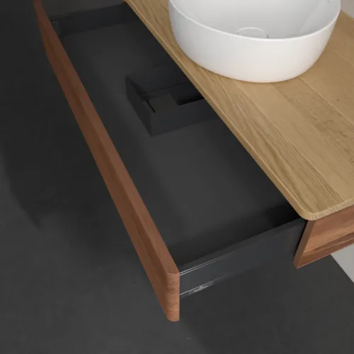 Bild von VILLEROY BOCH Antao Waschbeckenunterschrank, 1 Auszug, 1000 x 190 x 500 mm, Front mit Struktur, Warm Walnut / Honey Oak #K09111HM