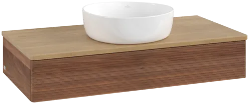 Obrázek VILLEROY BOCH Toaletní skříňka Antao, 1 zásuvka, 1000 x 190 x 500 mm, strukturované čelo, teplý ořech / medový dub #K09111HM