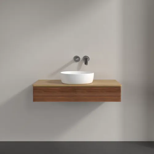 Bild von VILLEROY BOCH Antao Waschbeckenunterschrank, 1 Auszug, 1000 x 190 x 500 mm, Front mit Struktur, Warm Walnut / Honey Oak #K09111HM