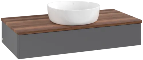 Obrázek VILLEROY BOCH Toaletní skříňka Antao, 1 zásuvka, 1000 x 190 x 500 mm, přední strana bez konstrukce, antracit matný lak / teplý ořech #K09012GK