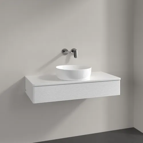 Bild von VILLEROY BOCH Antao Waschbeckenunterschrank, 1 Auszug, 1000 x 190 x 500 mm, Front mit Struktur, Glossy White Lacquer / Glossy White Lacquer #K09110GF