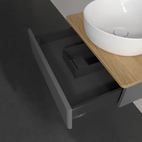 Bild von VILLEROY BOCH Antao Waschbeckenunterschrank, 1 Auszug, 600 x 190 x 500 mm, Front ohne Struktur, Anthracite Matt Lacquer / Honey Oak #K07051GK