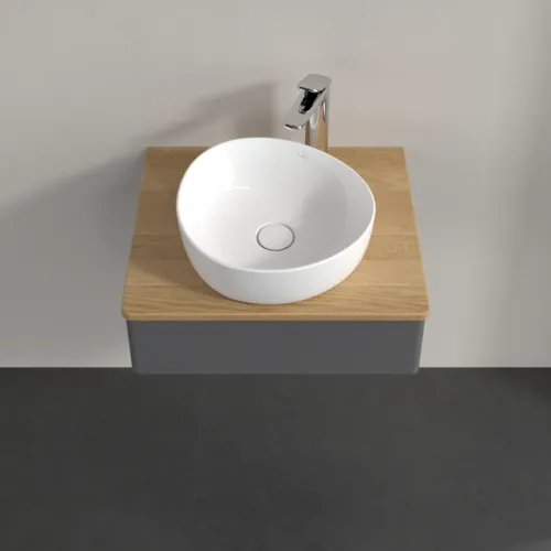 Bild von VILLEROY BOCH Antao Waschbeckenunterschrank, 1 Auszug, 600 x 190 x 500 mm, Front ohne Struktur, Anthracite Matt Lacquer / Honey Oak #K07051GK