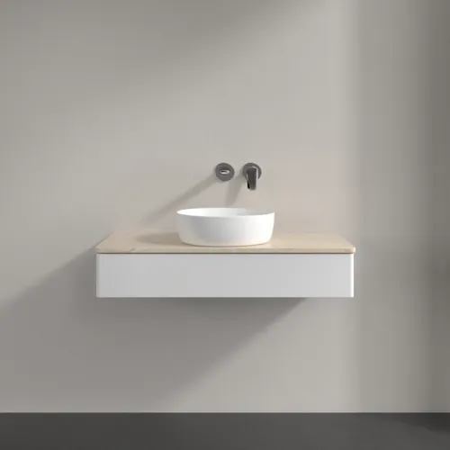 VILLEROY BOCH Antao Waschbeckenunterschrank, 1 Auszug, 1000 x 190 x 500 mm, Front ohne Struktur, Glossy White Lacquer / Botticino #K09013GF, Bild 3