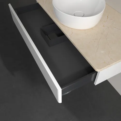 VILLEROY BOCH Antao Waschbeckenunterschrank, 1 Auszug, 1000 x 190 x 500 mm, Front ohne Struktur, Glossy White Lacquer / Botticino #K09013GF, Bild 5