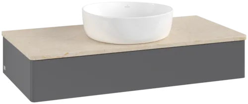 Obrázek VILLEROY BOCH Toaletní skříňka Antao, 1 zásuvka, 1000 x 190 x 500 mm, přední strana bez konstrukce, antracitový matný lak / Botticino #K09013GK