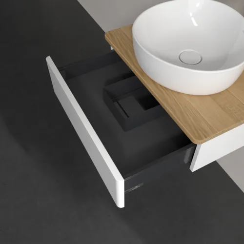 Picture of VILLEROY BOCH Antao Vanity unit, 1 pull-out compartment, 600 x 190 x 500 mm, Front without structure, White Matt Lacquer / Honey Oak #K07051MT