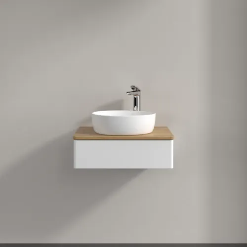 Picture of VILLEROY BOCH Antao Vanity unit, 1 pull-out compartment, 600 x 190 x 500 mm, Front without structure, White Matt Lacquer / Honey Oak #K07051MT