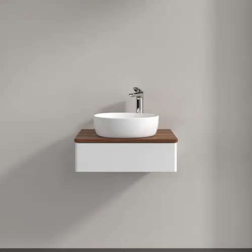 Bild von VILLEROY BOCH Antao Waschbeckenunterschrank, 1 Auszug, 600 x 190 x 500 mm, Front ohne Struktur, White Matt Lacquer / Warm Walnut #K07052MT