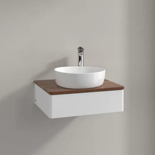 Bild von VILLEROY BOCH Antao Waschbeckenunterschrank, 1 Auszug, 600 x 190 x 500 mm, Front ohne Struktur, White Matt Lacquer / Warm Walnut #K07052MT