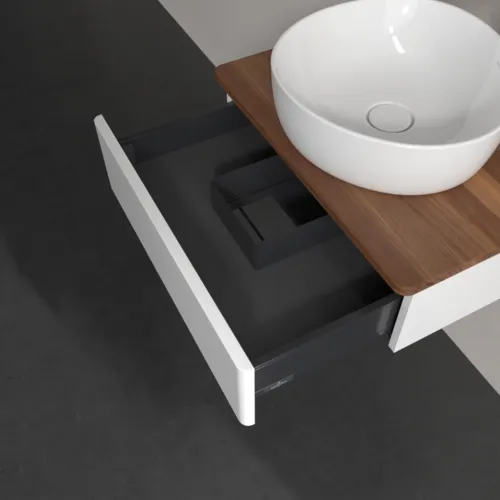 Bild von VILLEROY BOCH Antao Waschbeckenunterschrank, 1 Auszug, 600 x 190 x 500 mm, Front ohne Struktur, White Matt Lacquer / Warm Walnut #K07052MT