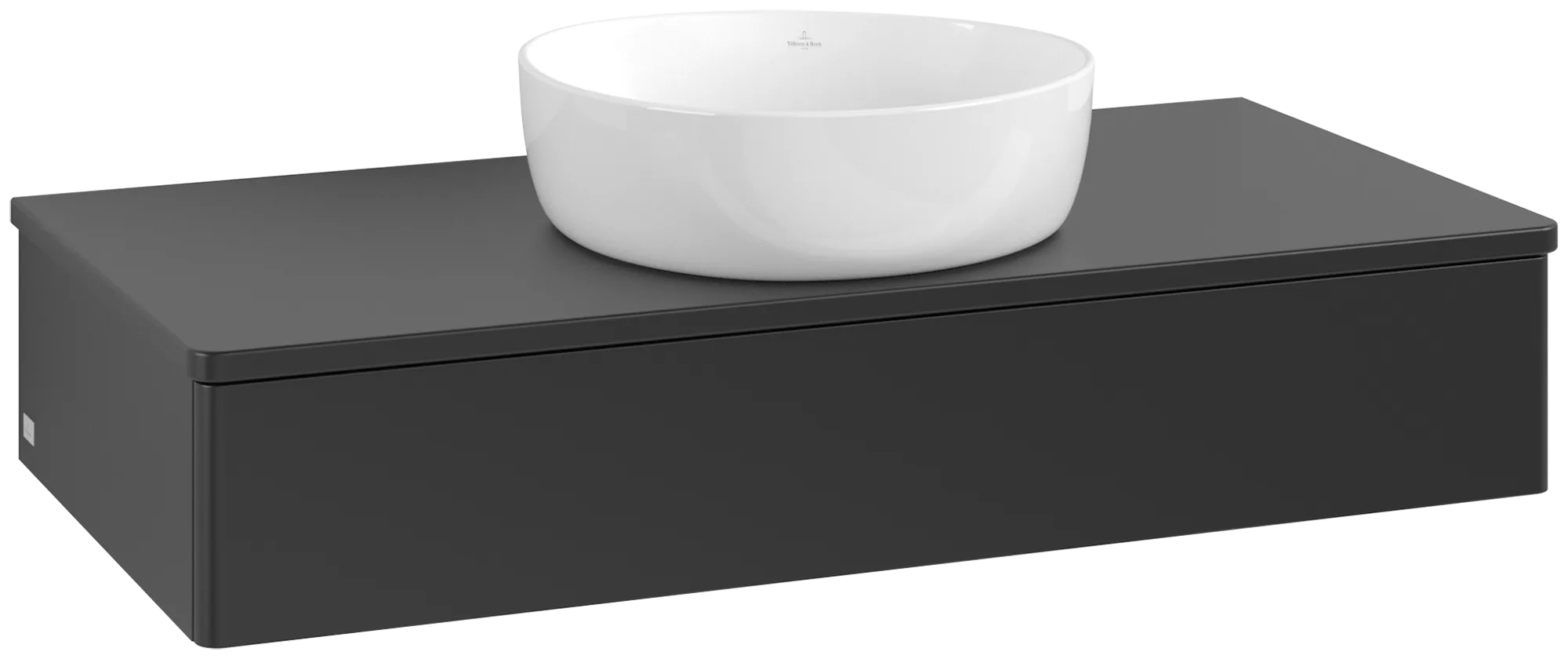 Obrázek VILLEROY BOCH Toaletní skříňka Antao, 1 zásuvka, 1000 x 190 x 500 mm, přední strana bez konstrukce, černý matný lak / černý matný lak #K09050PD
