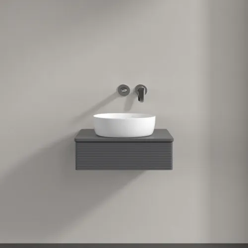 Bild von VILLEROY BOCH Antao Waschbeckenunterschrank, 1 Auszug, 600 x 190 x 500 mm, Front mit Struktur, Anthracite Matt Lacquer / Anthracite Matt Lacquer #K07110GK