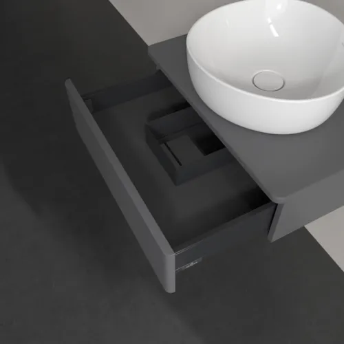 Bild von VILLEROY BOCH Antao Waschbeckenunterschrank, 1 Auszug, 600 x 190 x 500 mm, Front mit Struktur, Anthracite Matt Lacquer / Anthracite Matt Lacquer #K07110GK