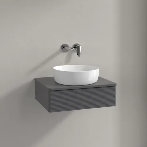 Bild von VILLEROY BOCH Antao Waschbeckenunterschrank, 1 Auszug, 600 x 190 x 500 mm, Front mit Struktur, Anthracite Matt Lacquer / Anthracite Matt Lacquer #K07110GK