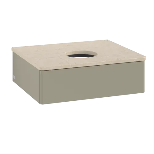 Obrázek VILLEROY BOCH Toaletní skříňka Antao, 1 zásuvka, 600 x 190 x 500 mm, přední strana bez konstrukce, Stone Grey Matt Lacquer / Botticino #K07013HK