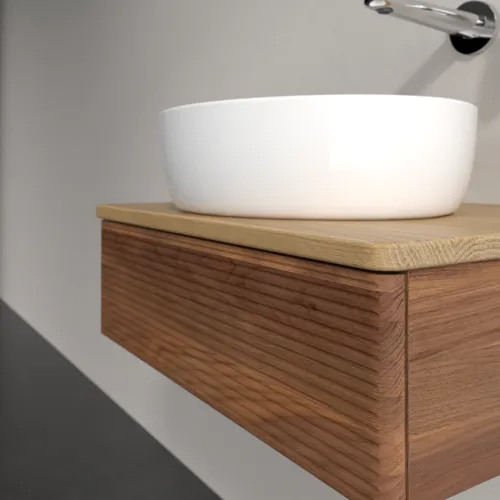 Bild von VILLEROY BOCH Antao Waschbeckenunterschrank, 1 Auszug, 600 x 190 x 500 mm, Front mit Struktur, Warm Walnut / Honey Oak #K07111HM
