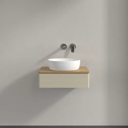 Bild von VILLEROY BOCH Antao Waschbeckenunterschrank, 1 Auszug, 600 x 190 x 500 mm, Front mit Struktur, Silk Grey Matt Lacquer / Honey Oak #K07111HJ