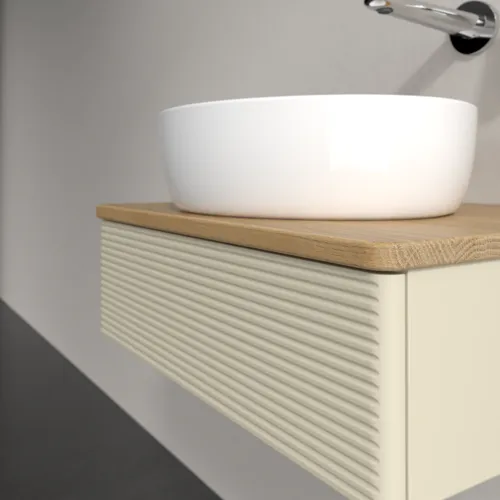 Bild von VILLEROY BOCH Antao Waschbeckenunterschrank, 1 Auszug, 600 x 190 x 500 mm, Front mit Struktur, Silk Grey Matt Lacquer / Honey Oak #K07111HJ