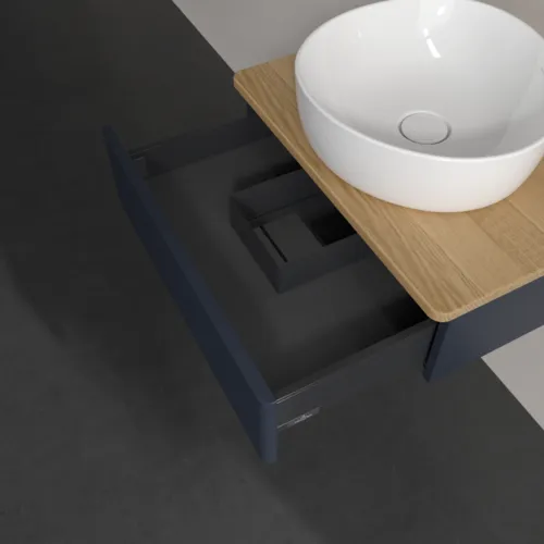 Bild von VILLEROY BOCH Antao Waschbeckenunterschrank, 1 Auszug, 600 x 190 x 500 mm, Front mit Struktur, Midnight Blue Matt Lacquer / Honey Oak #K07111HG