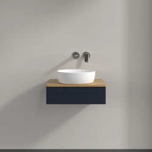 Bild von VILLEROY BOCH Antao Waschbeckenunterschrank, 1 Auszug, 600 x 190 x 500 mm, Front mit Struktur, Midnight Blue Matt Lacquer / Honey Oak #K07111HG