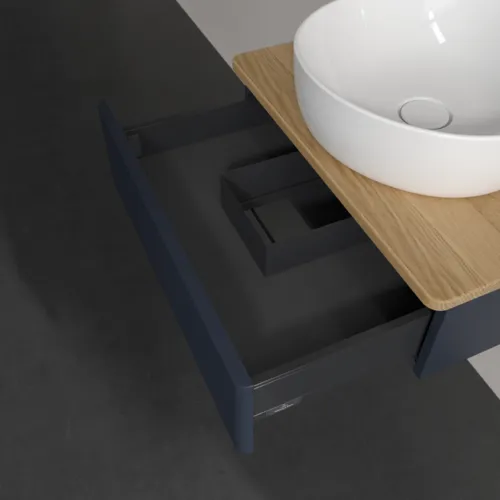 Bild von VILLEROY BOCH Antao Waschbeckenunterschrank, 1 Auszug, 600 x 190 x 500 mm, Front mit Struktur, Midnight Blue Matt Lacquer / Honey Oak #K07111HG