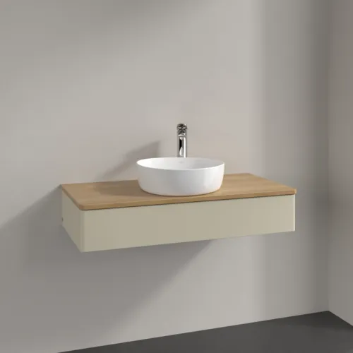 Bild von VILLEROY BOCH Antao Waschbeckenunterschrank, 1 Auszug, 1000 x 190 x 500 mm, Front ohne Struktur, Silk Grey Matt Lacquer / Honey Oak #K09051HJ