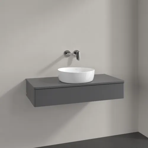 Bild von VILLEROY BOCH Antao Waschbeckenunterschrank, 1 Auszug, 1000 x 190 x 500 mm, Front ohne Struktur, Anthracite Matt Lacquer / Anthracite Matt Lacquer #K09050GK