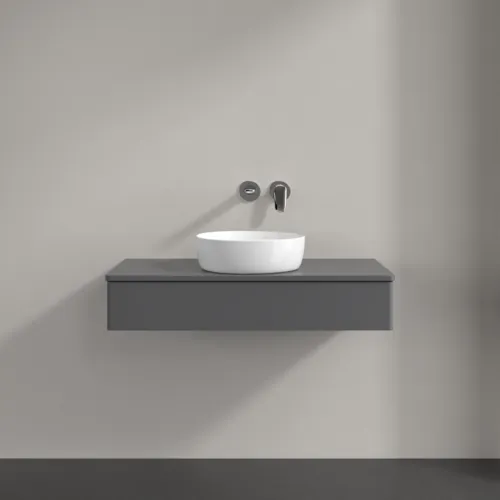 Bild von VILLEROY BOCH Antao Waschbeckenunterschrank, 1 Auszug, 1000 x 190 x 500 mm, Front ohne Struktur, Anthracite Matt Lacquer / Anthracite Matt Lacquer #K09050GK