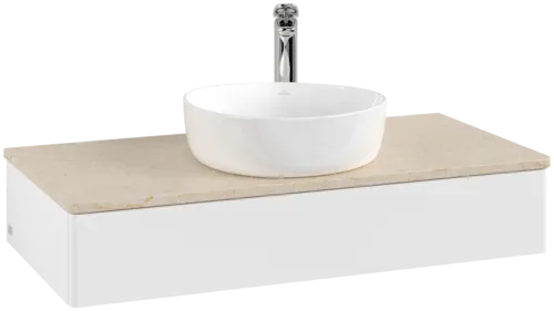 Obrázek VILLEROY BOCH Toaletní skříňka Antao, 1 zásuvka, 1000 x 190 x 500 mm, přední strana bez konstrukce, bílý matný lak / Botticino #K09053MT