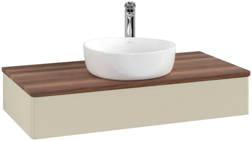 Obrázek VILLEROY BOCH Toaletní skříňka Antao, 1 zásuvka, 1000 x 190 x 500 mm, přední strana bez konstrukce, hedvábně šedý matný lak / teplý ořech #K09052HJ