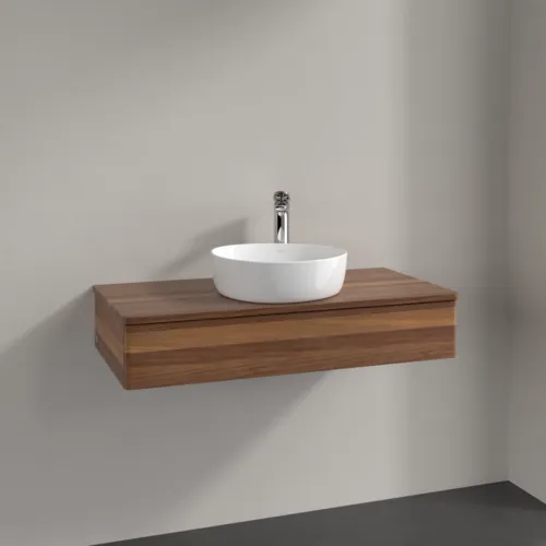 Bild von VILLEROY BOCH Antao Waschbeckenunterschrank, 1 Auszug, 1000 x 190 x 500 mm, Front ohne Struktur, Warm Walnut / Warm Walnut #K09052HM