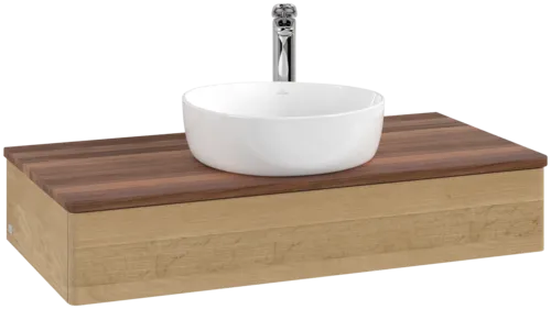 Obrázek VILLEROY BOCH Toaletní skříňka Antao, 1 zásuvka, 1000 x 190 x 500 mm, přední strana bez konstrukce, dub medový / ořech teplý #K09052HN