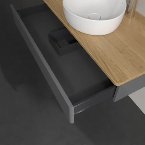 Bild von VILLEROY BOCH Antao Waschbeckenunterschrank, 1 Auszug, 1000 x 190 x 500 mm, Front ohne Struktur, Anthracite Matt Lacquer / Honey Oak #K09051GK