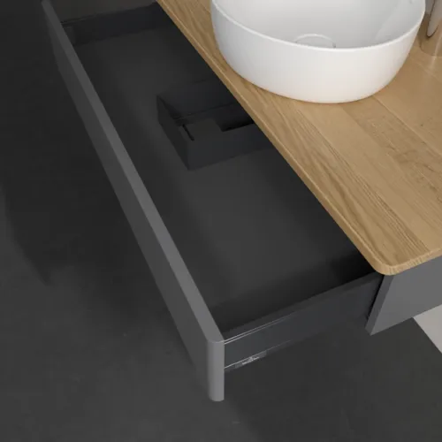 Bild von VILLEROY BOCH Antao Waschbeckenunterschrank, 1 Auszug, 1000 x 190 x 500 mm, Front ohne Struktur, Anthracite Matt Lacquer / Honey Oak #K09051GK