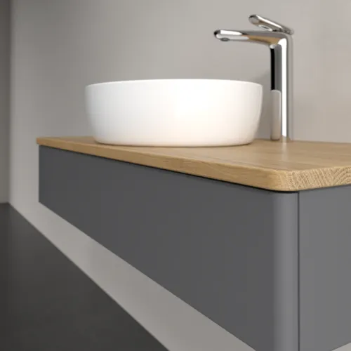 Bild von VILLEROY BOCH Antao Waschbeckenunterschrank, 1 Auszug, 1000 x 190 x 500 mm, Front ohne Struktur, Anthracite Matt Lacquer / Honey Oak #K09051GK