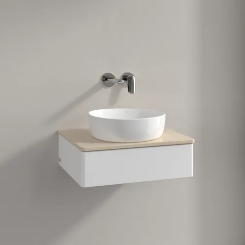 Bild von VILLEROY BOCH Antao Waschbeckenunterschrank, 1 Auszug, 600 x 190 x 500 mm, Front ohne Struktur, White Matt Lacquer / Botticino #K07013MT