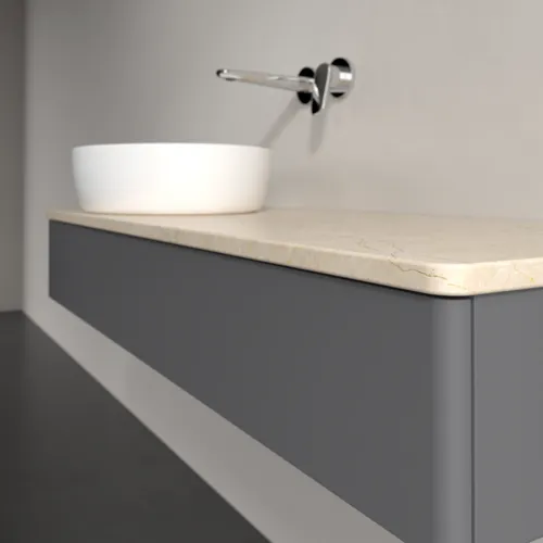 Bild von VILLEROY BOCH Antao Waschbeckenunterschrank, 1 Auszug, 1200 x 190 x 500 mm, Front ohne Struktur, Anthracite Matt Lacquer / Botticino #K11013GK